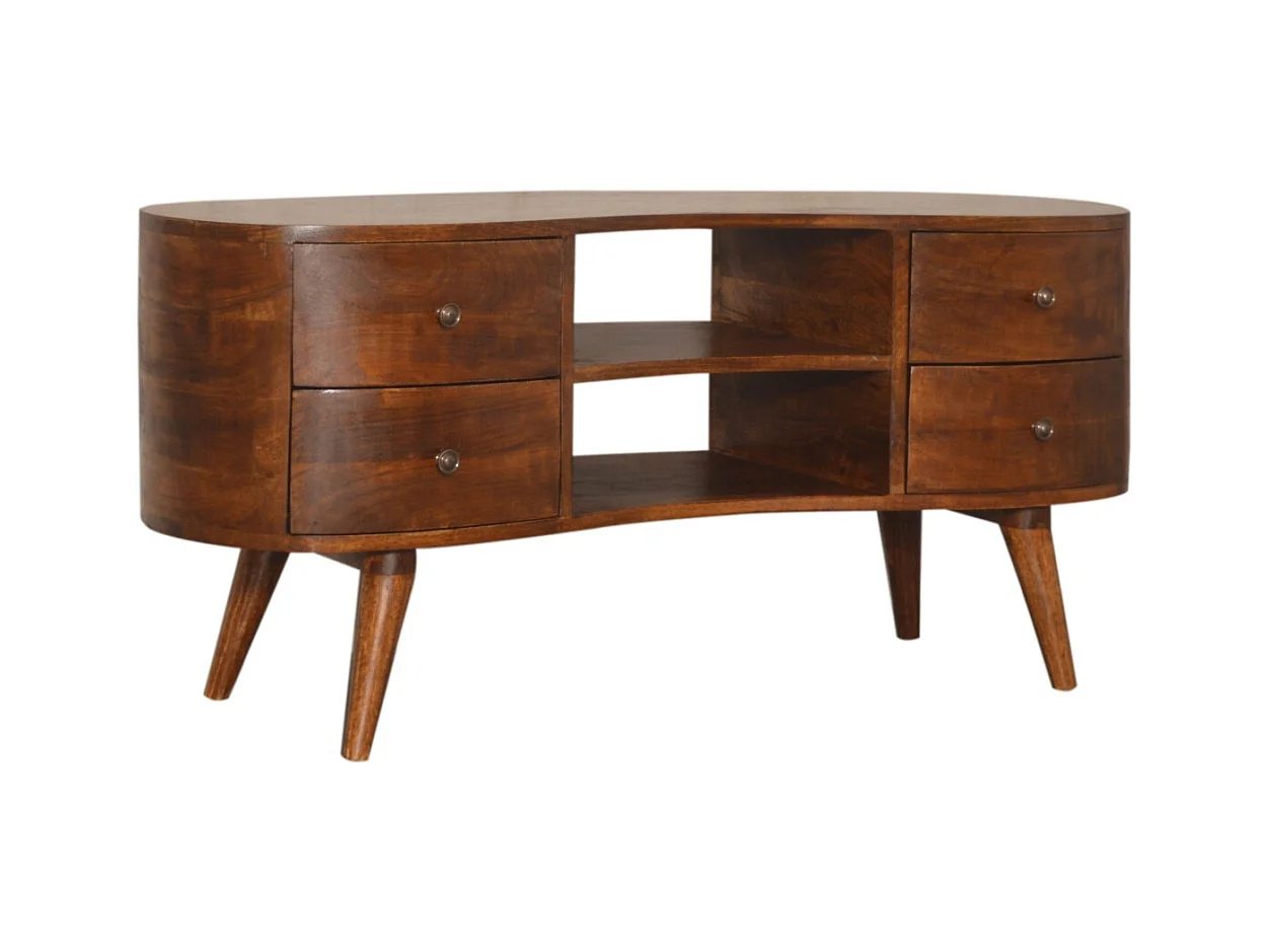 Artisan Furniture Massief Houten Kastanje Entertainment Eenheid met 4 Laden, Woonkamer