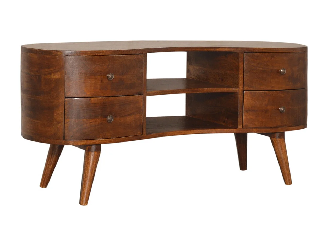 Artisan Furniture Madera Sólida Unidad de Entretenimiento Castaño con 4 Cajones, Sala de Estar