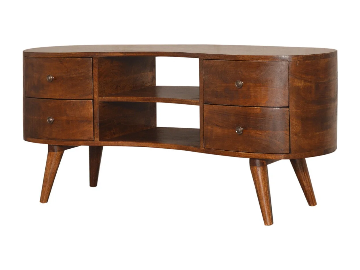 Artisan Furniture Madera Sólida Unidad de Entretenimiento Castaño con 4 Cajones, Sala de Estar