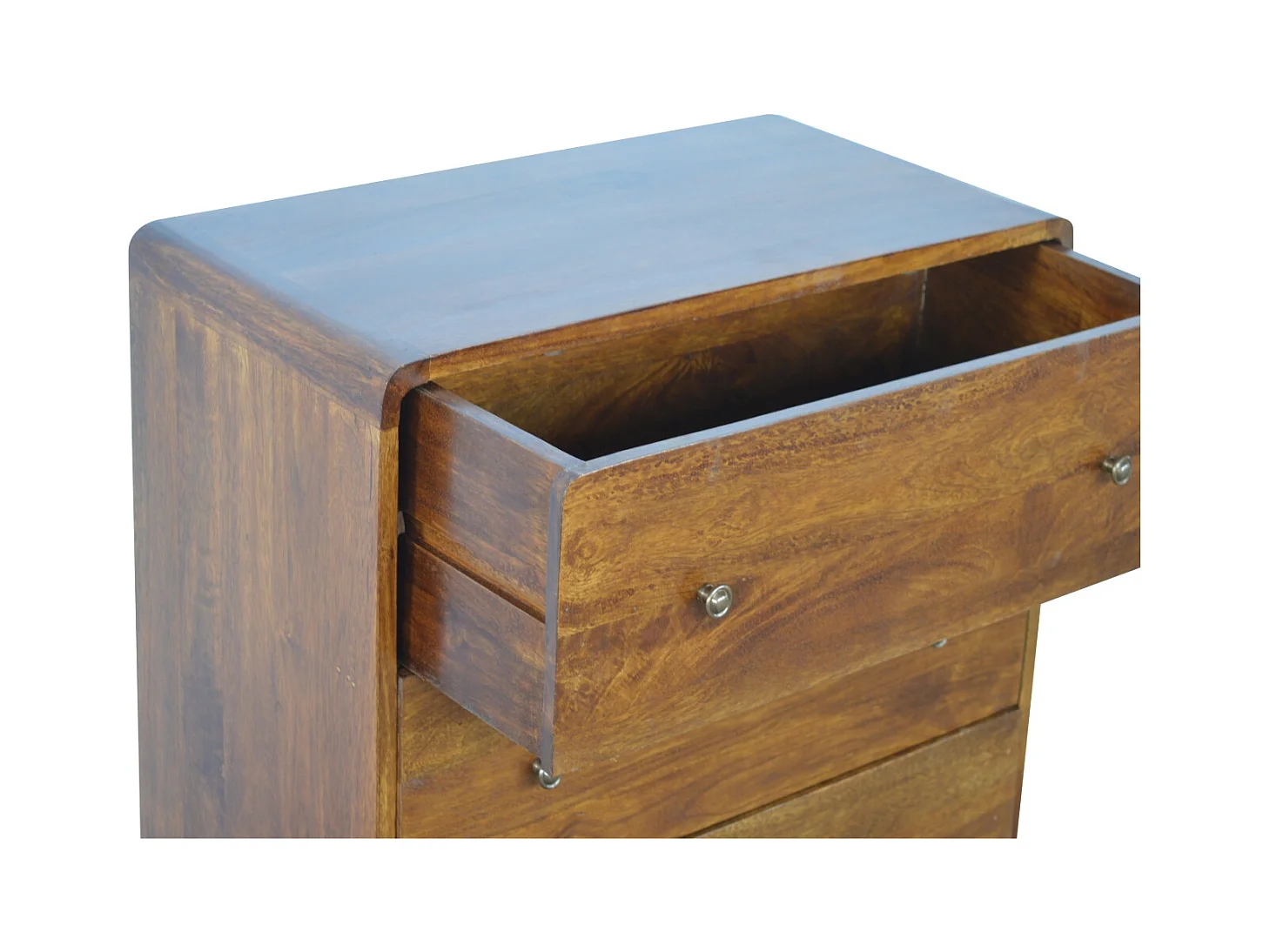 Artisan Furniture Massief Houten Kastanje Gebogen Kist met 3 Laden, Slaapkamer