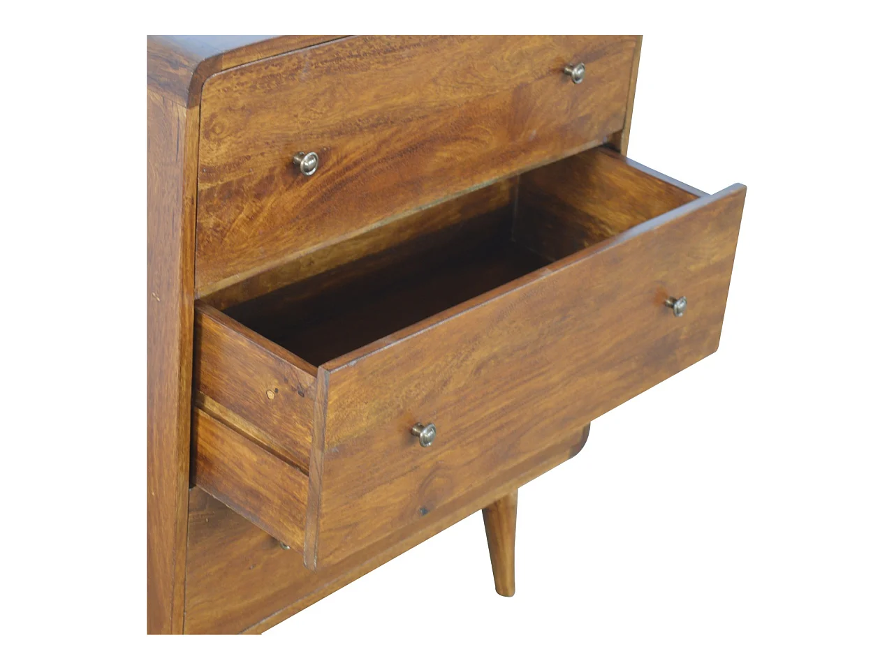 Artisan Furniture Massief Houten Kastanje Gebogen Kist met 3 Laden, Slaapkamer