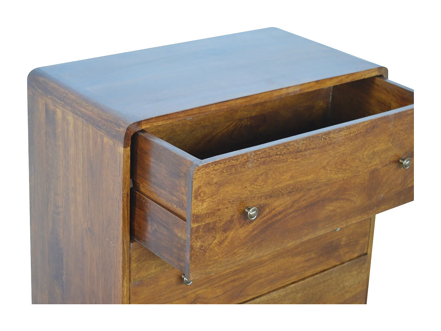 Handgefertigtes Möbelstück – Kommode Chestnut Curved, 3 Schubladen, braun