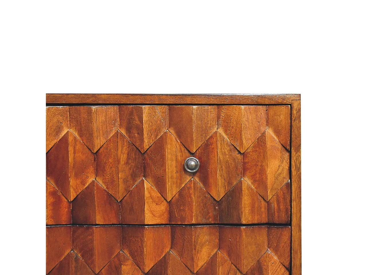 Artisan Furniture Cassettone in Legno Massello di Castagno con 3 Cassetti e Intaglio di Ananas, Camera da Letto