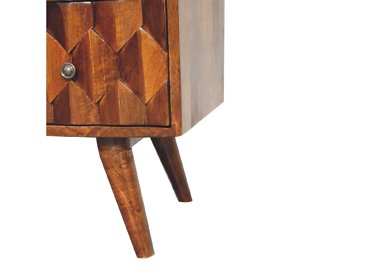 Artisan Furniture Cassettone in Legno Massello di Castagno con 3 Cassetti e Intaglio di Ananas, Camera da Letto