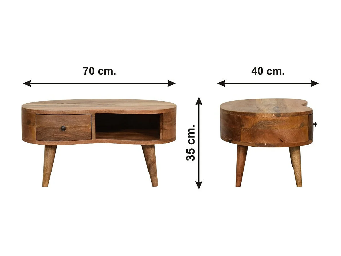 Artisan Furniture Tavolino da Caffè Mini in Legno Massello di Quercia con 1 Cassetto, Soggiorno