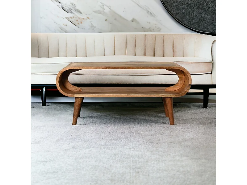 Artisan Furniture Tavolino in Legno Massello Amaya Stile Nordic, Soggiorno