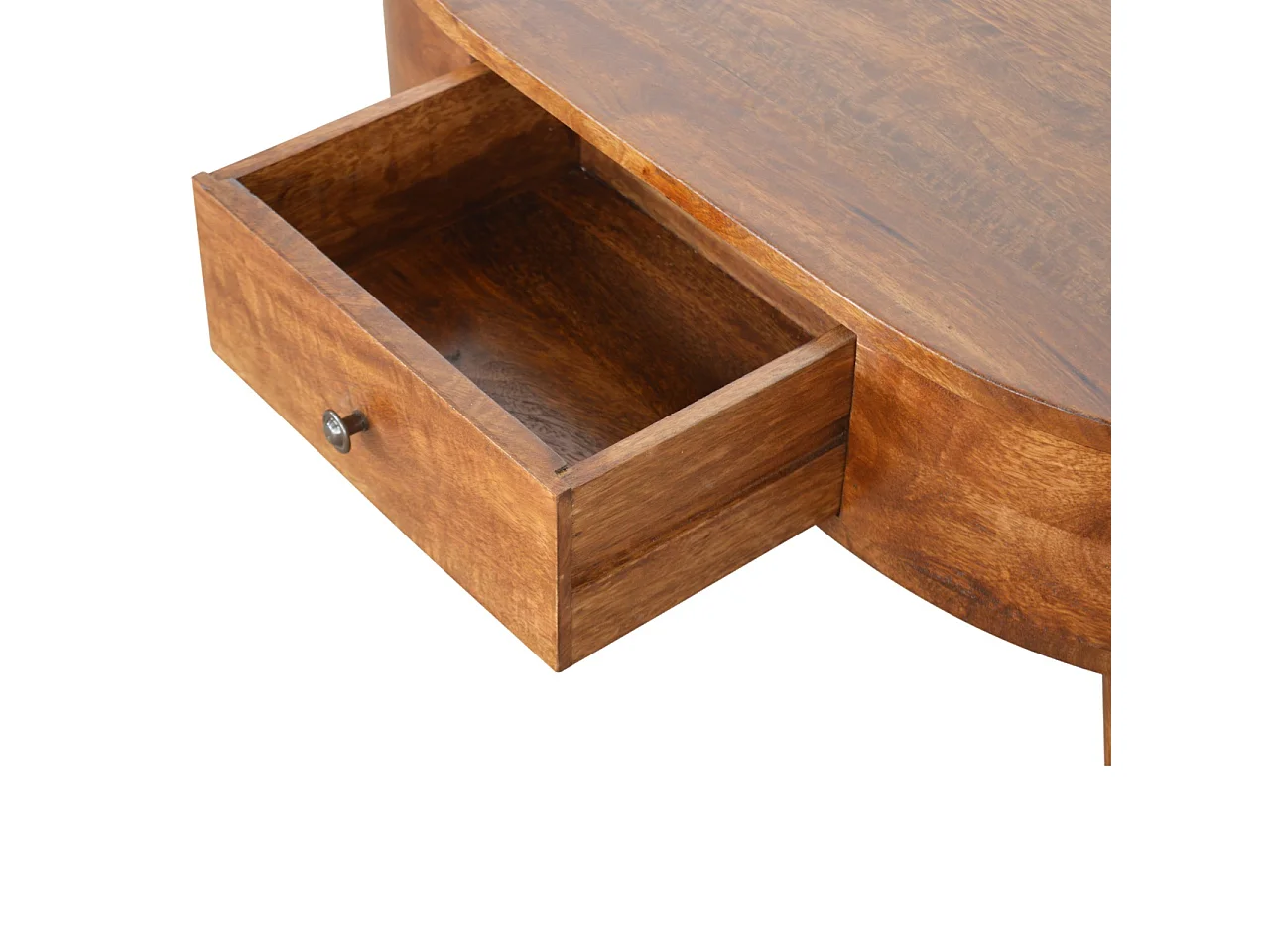 Table basse arrondie en châtaignier Artisan Furniture, 2 tiroirs, marron