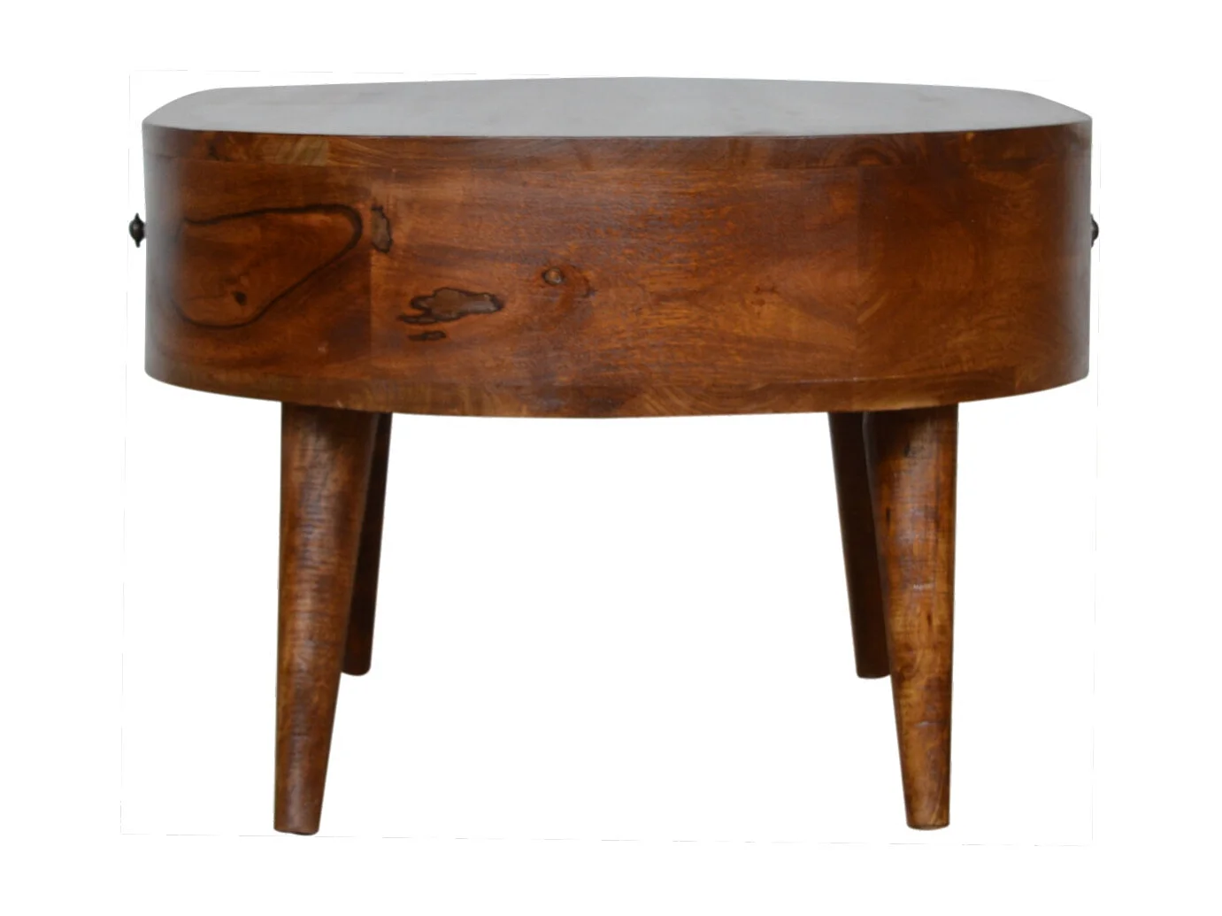 Table basse arrondie en châtaignier Artisan Furniture, 2 tiroirs, marron