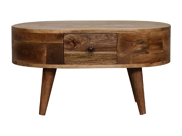 Table basse ronde mini en chêne.