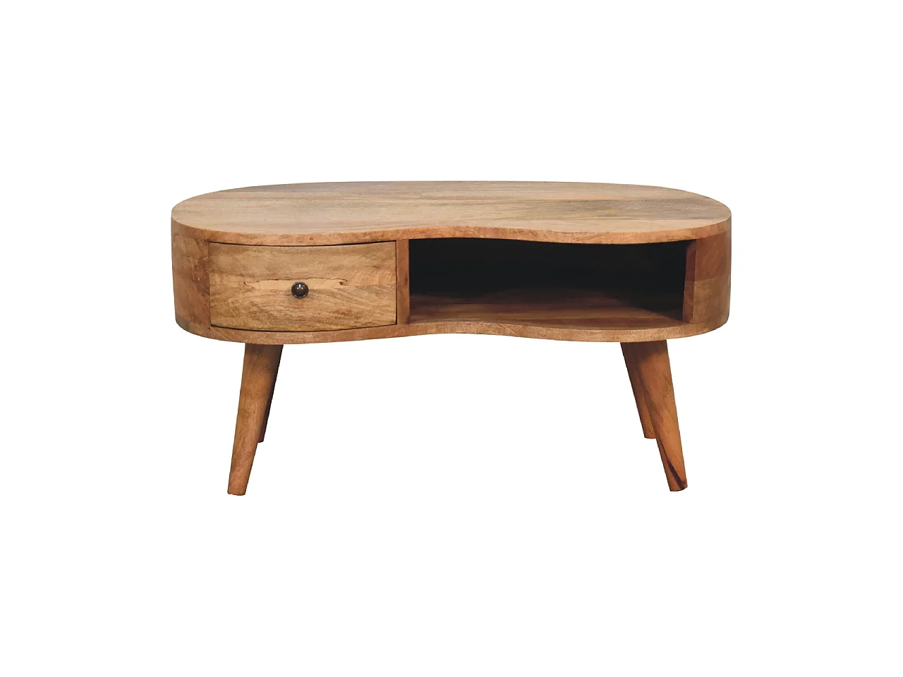 Table basse vague style chêne Artisan Furniture, 1 tiroir, 1 étagère ouverte, marron