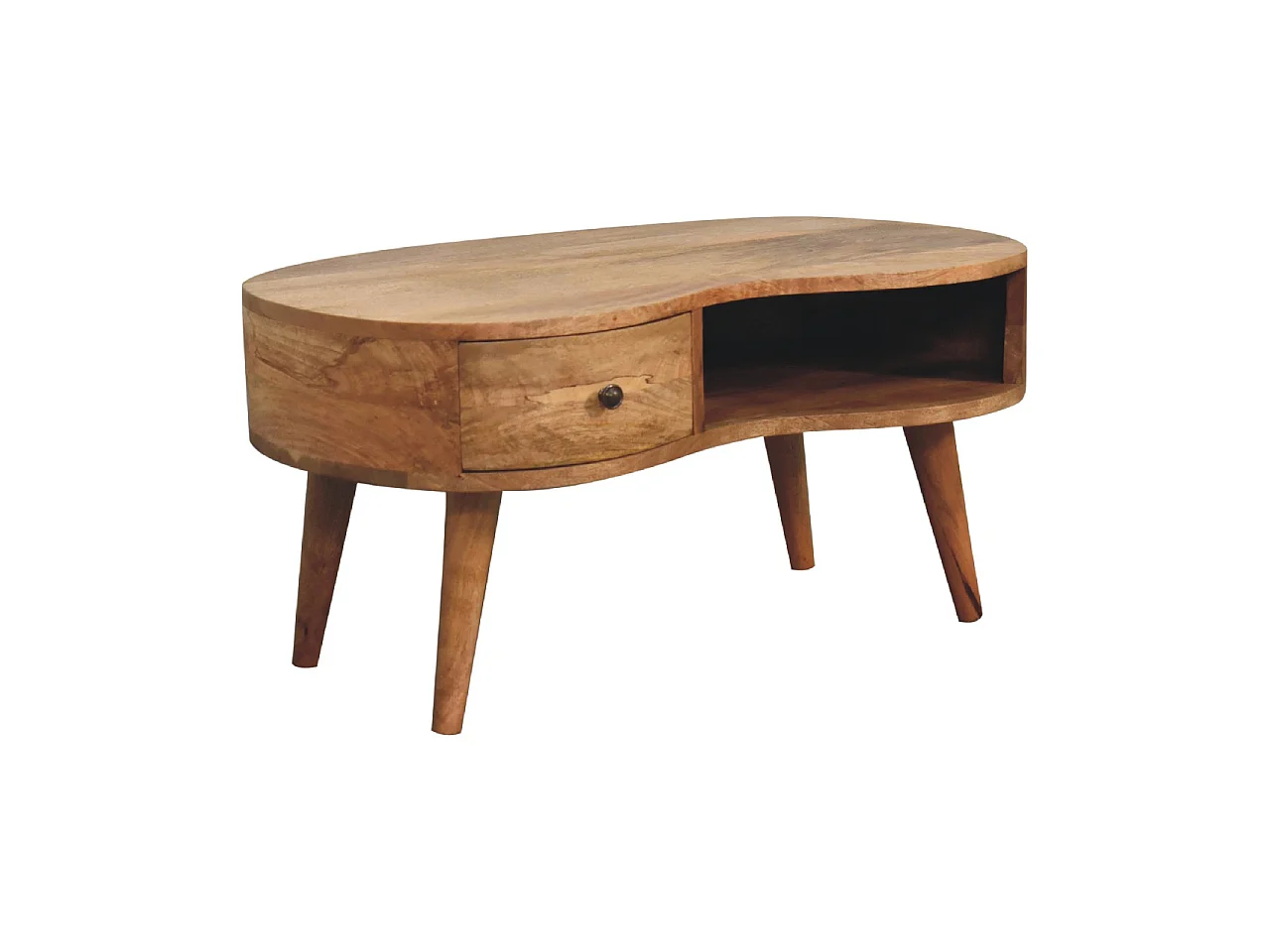 Table basse vague style chêne Artisan Furniture, 1 tiroir, 1 étagère ouverte, marron