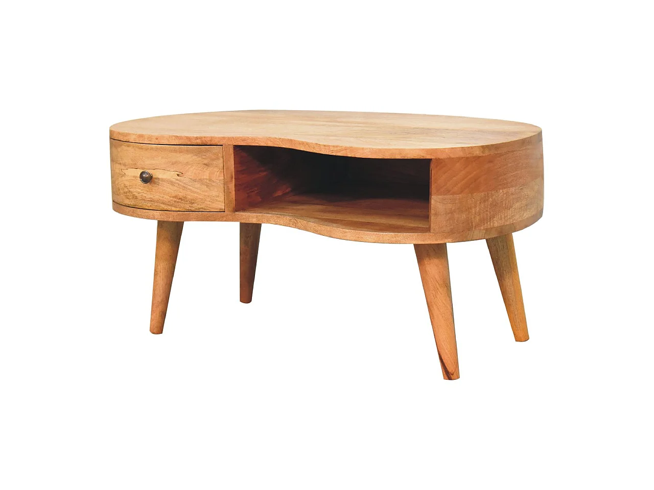 Table basse vague style chêne Artisan Furniture, 1 tiroir, 1 étagère ouverte, marron