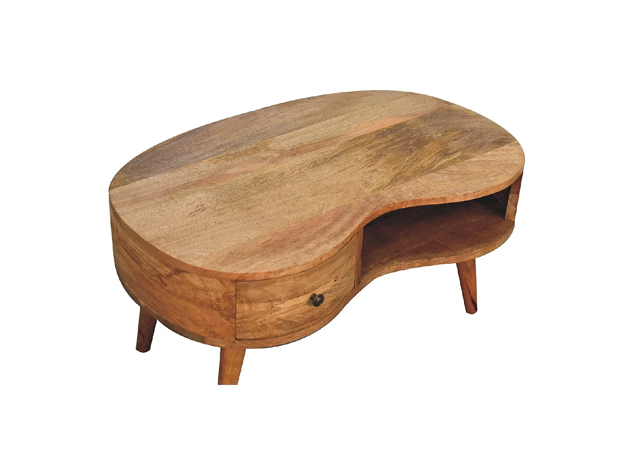 Table basse vague style chêne Artisan Furniture, 1 tiroir, 1 étagère ouverte, marron