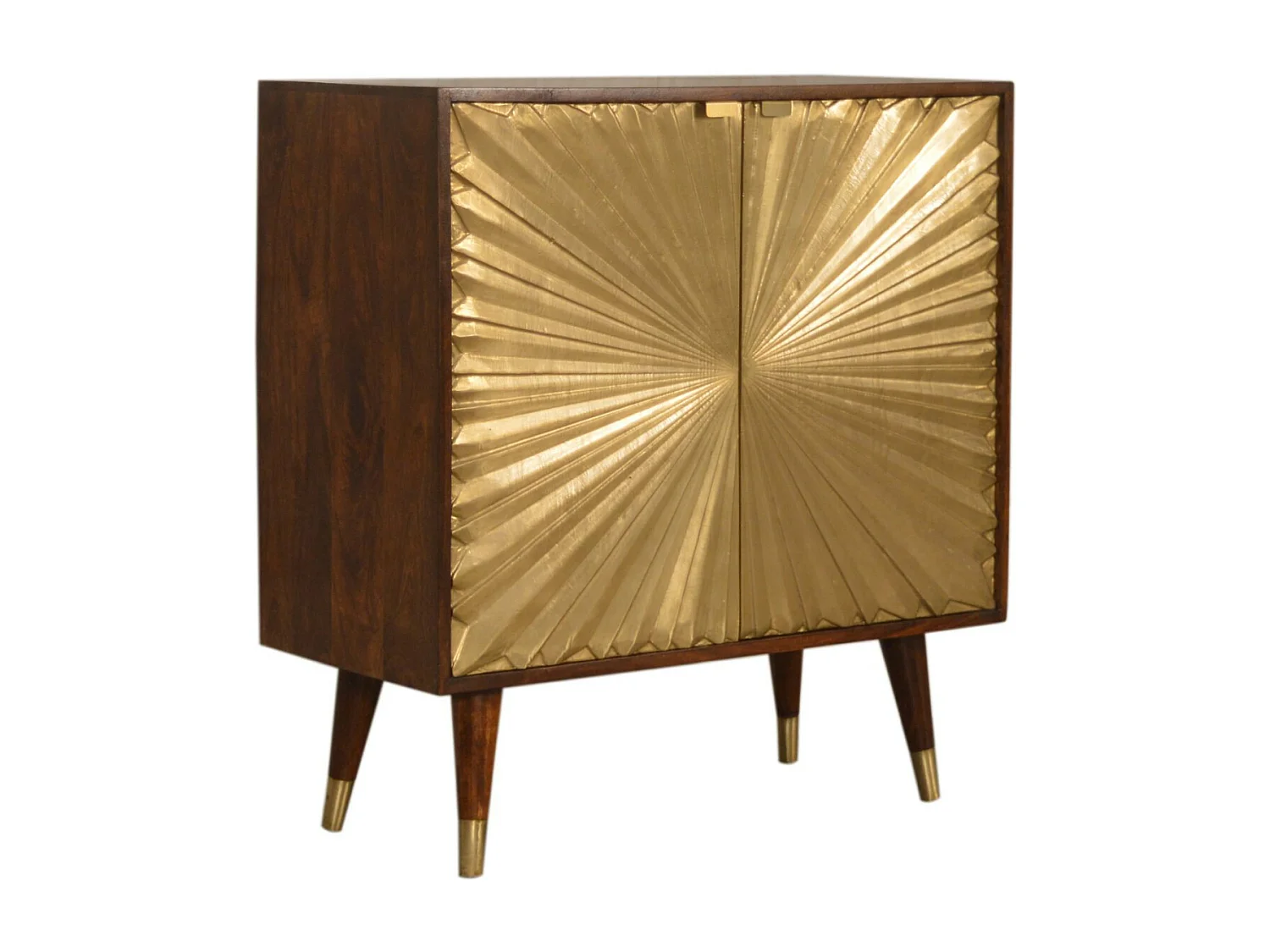 Artisan Furniture Massief Houten Kastanje Kast met Manila Gouden Accenten, Woonkamer Opslag