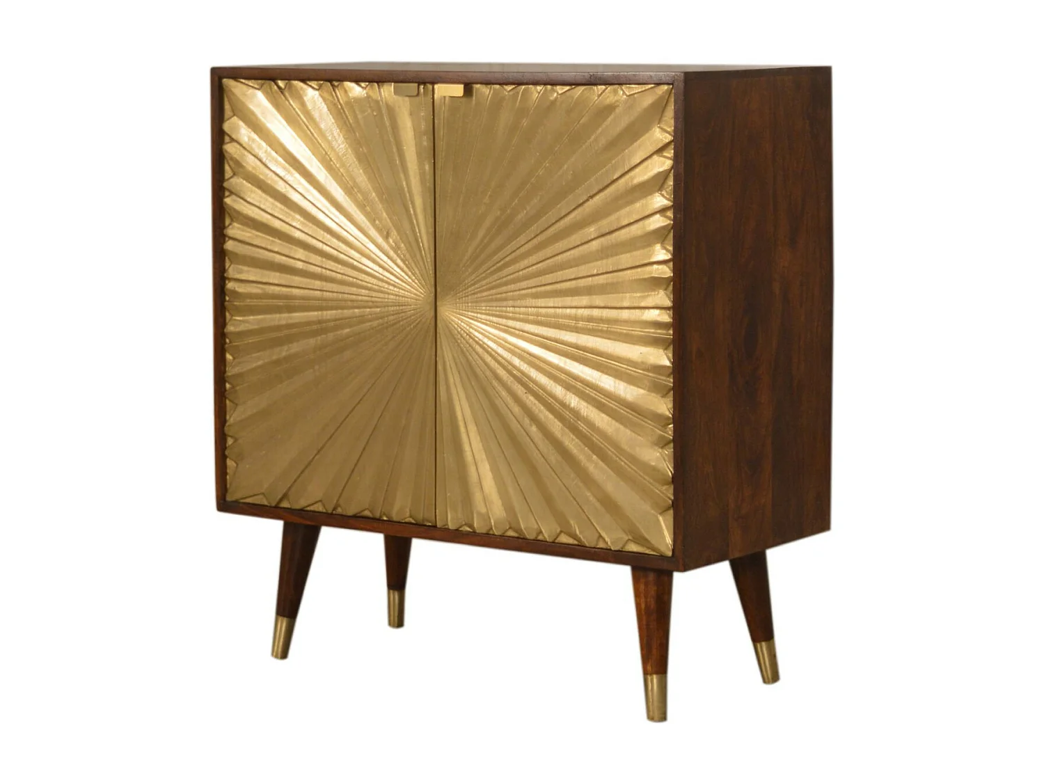 Artisan Furniture Massief Houten Kastanje Kast met Manila Gouden Accenten, Woonkamer Opslag