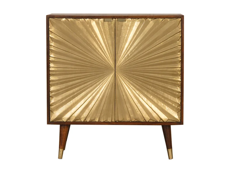 Meuble Manila Gold Artisan Furniture, 2 étagères intérieures, mélange brun doré