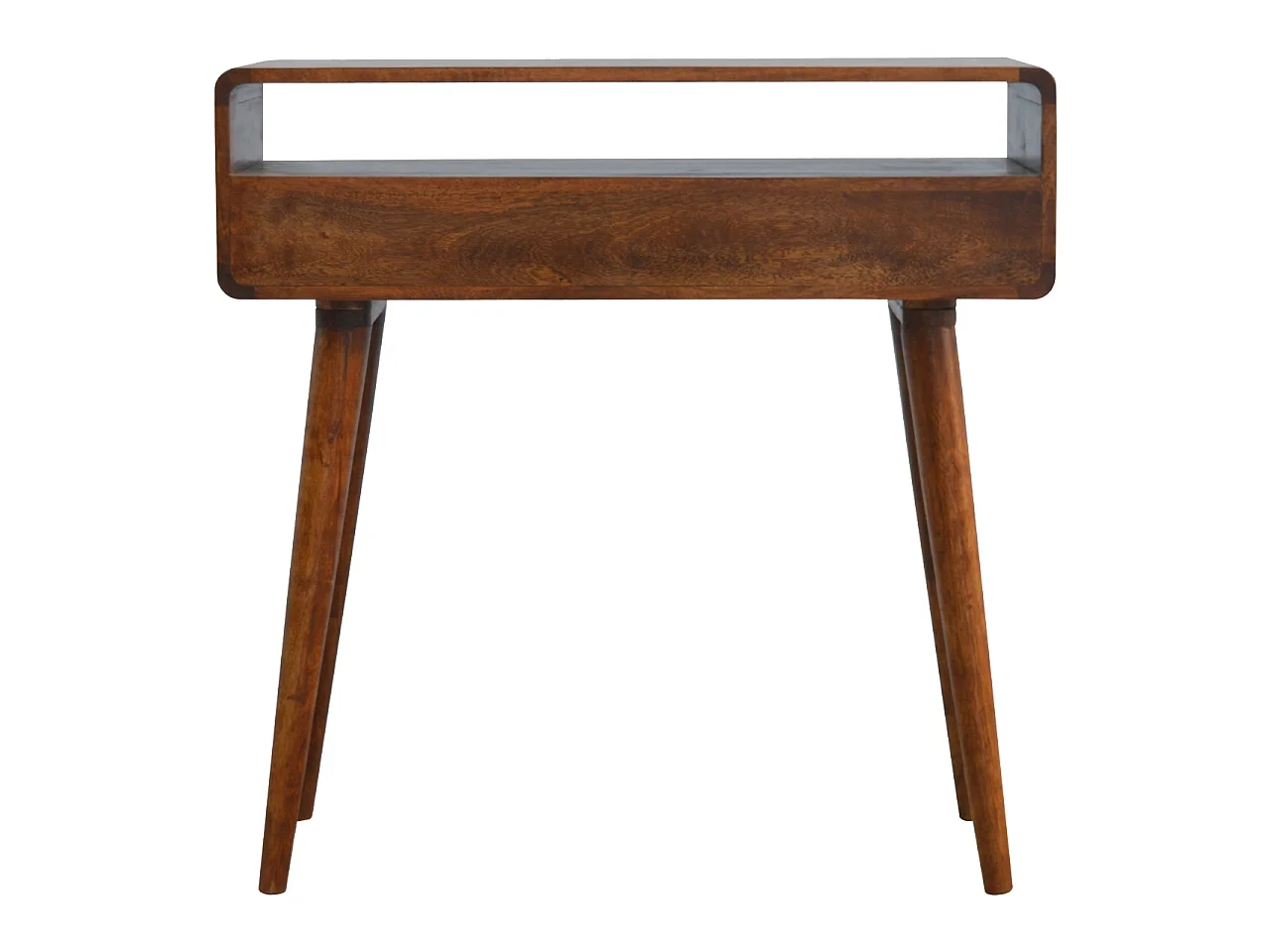 Artisan Furniture gebogen consoletafel in massief kastanjehout, 2 lades, bruin