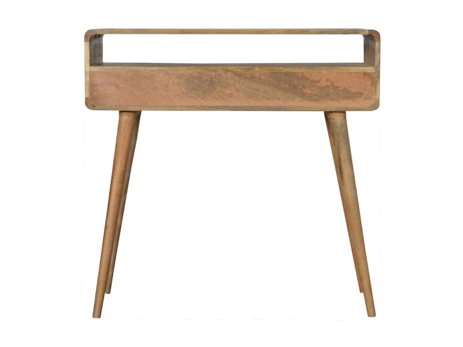 Artisan Furniture Dębowa zaokrąglona konsola z otwartym slotem, salon lub przedpokój