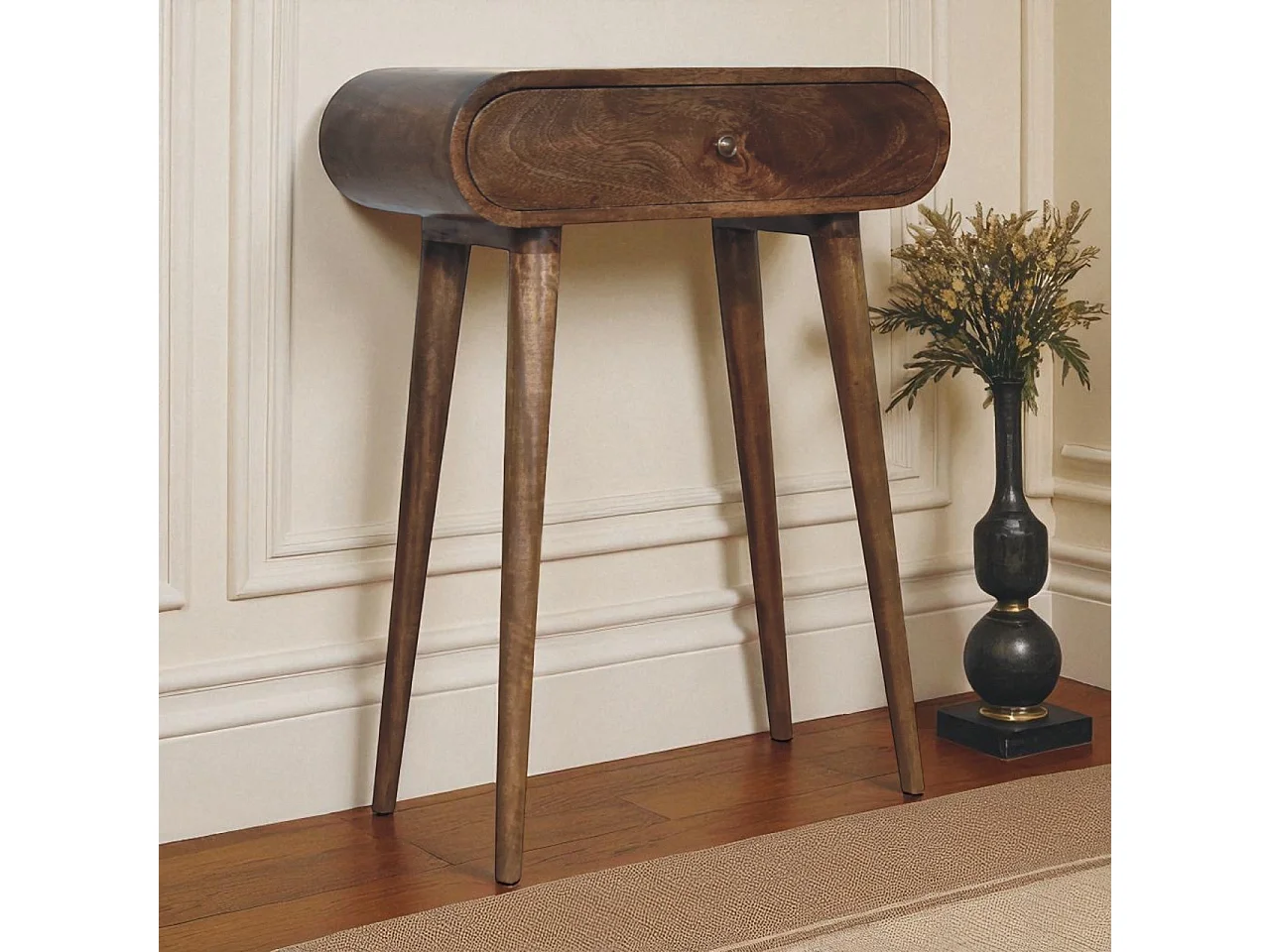 Artisan Furniture Table Console Mini London en Bois Massif, 1 Tiroir, Gris