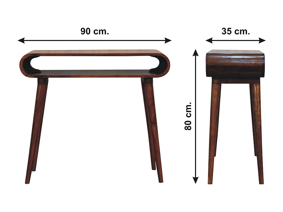 Amaya console table in Nordic style by Artisan Furniture, 1 open shelf, dark brown