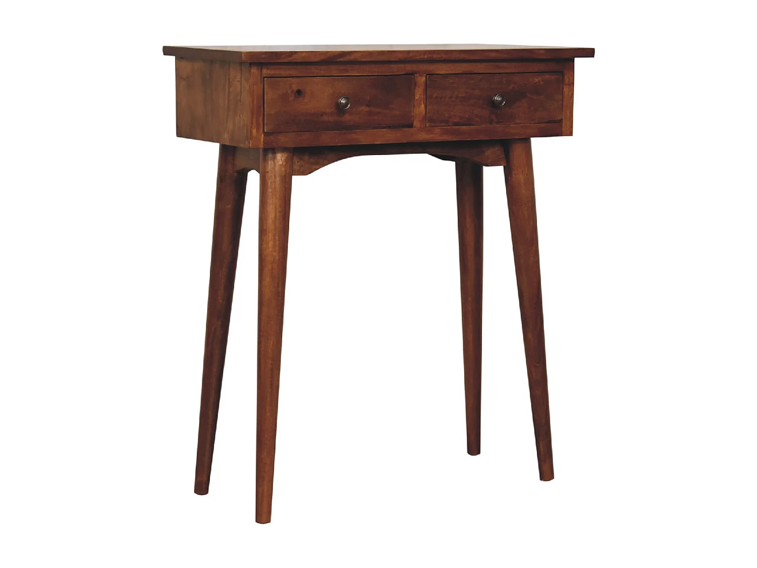 Artisan Furniture Mini Consola de Corredor em Castanho com 2 Gavetas, Armazenamento Compacto