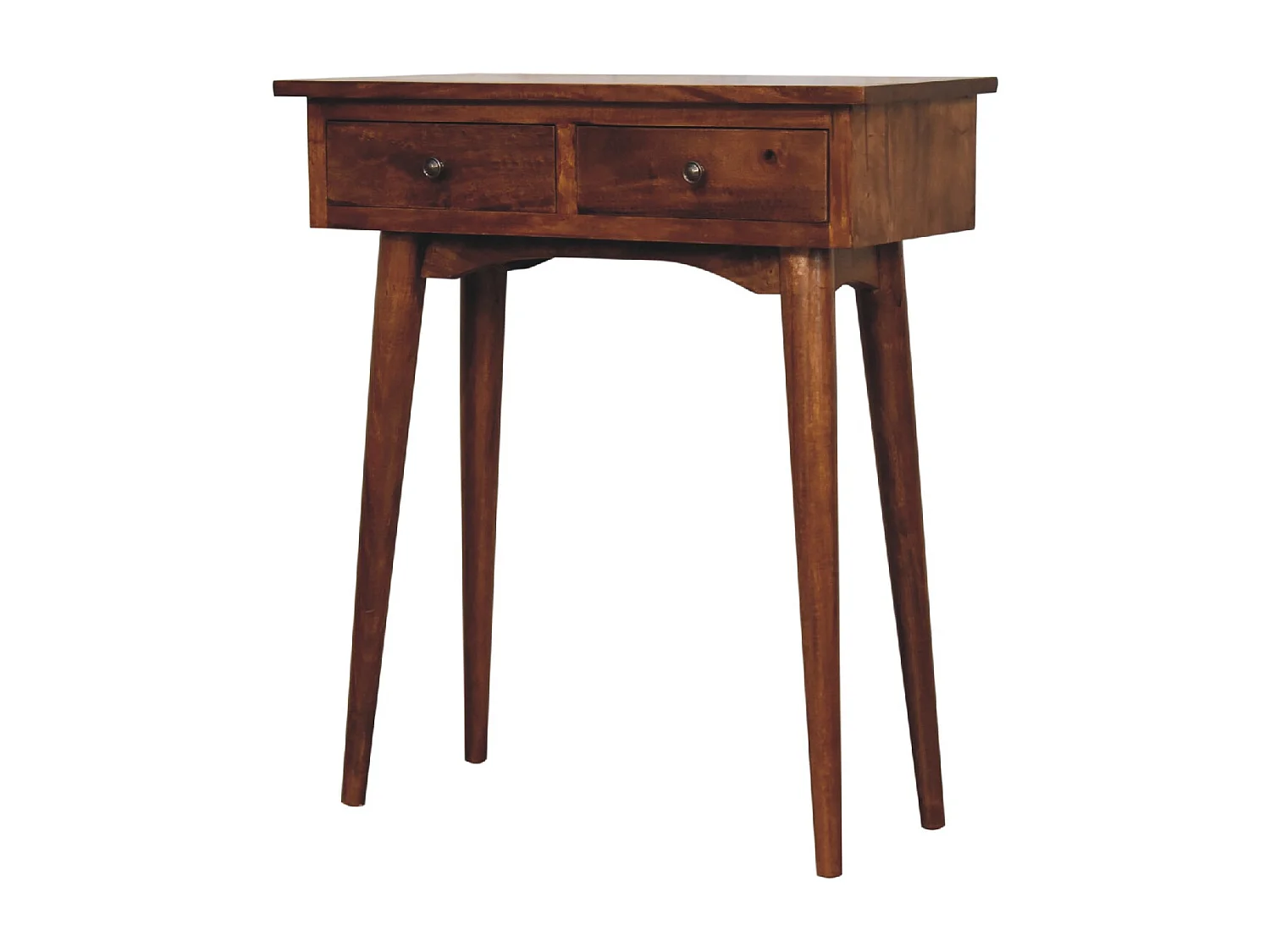 Artisan Furniture Mini Consola de Corredor em Castanho com 2 Gavetas, Armazenamento Compacto