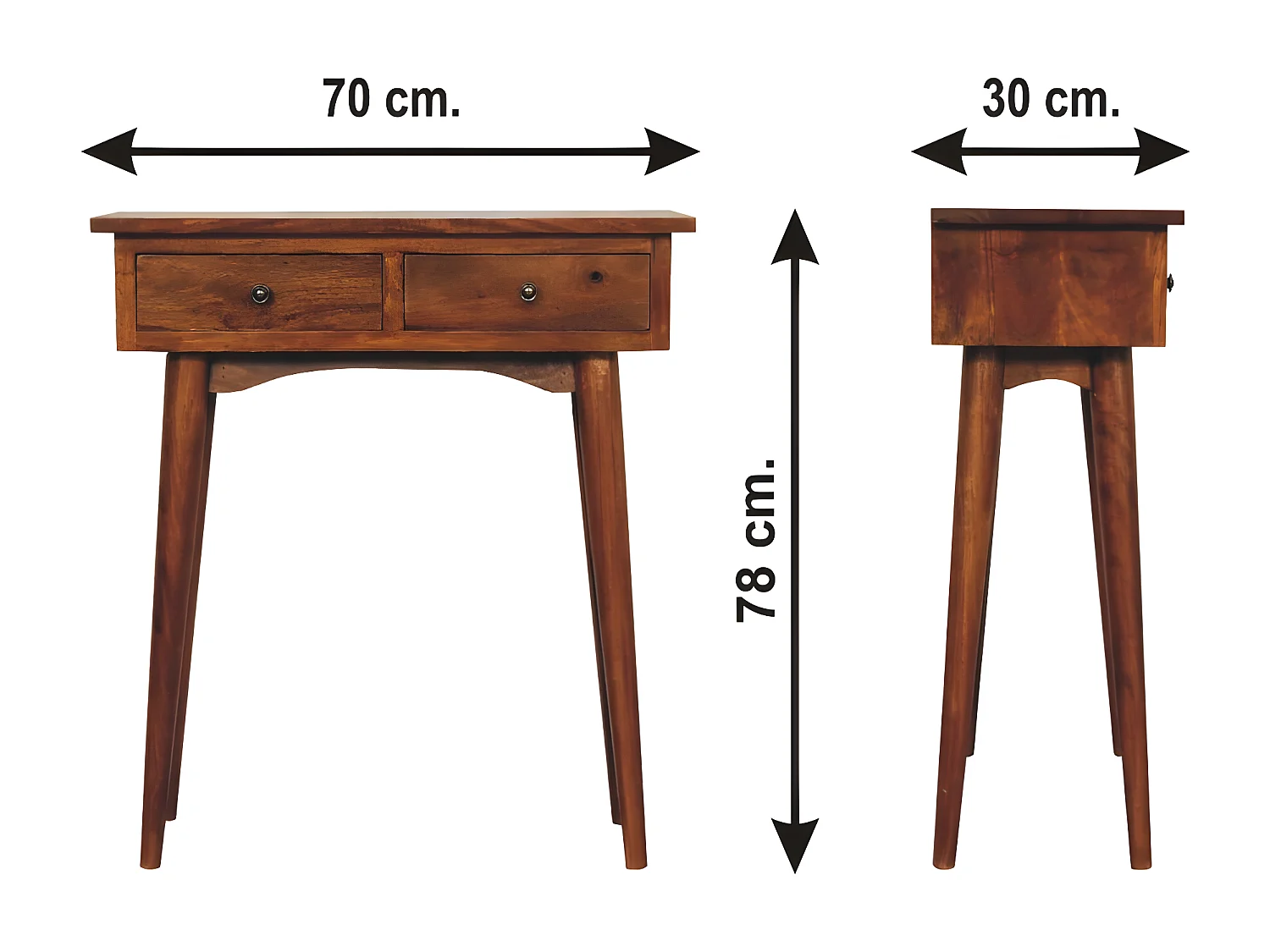 Artisan Furniture Mini Consola de Corredor em Castanho com 2 Gavetas, Armazenamento Compacto