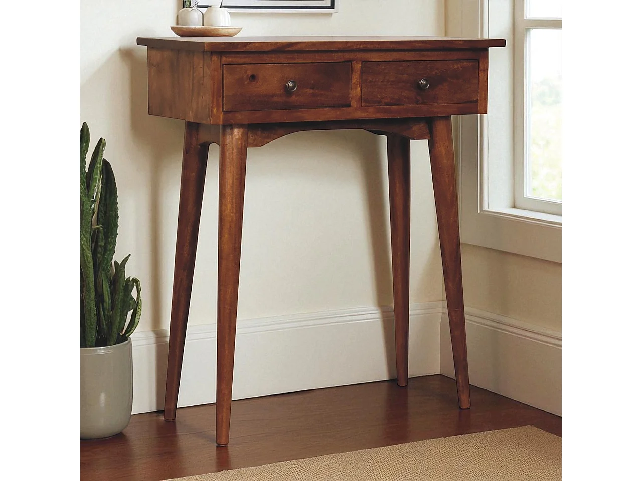 Mini chestnut hallway console.