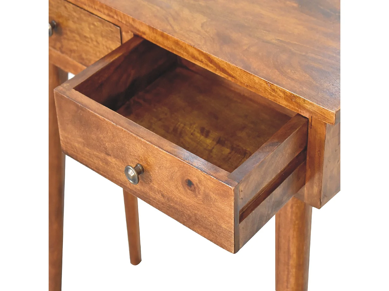 Mini chestnut hallway console.