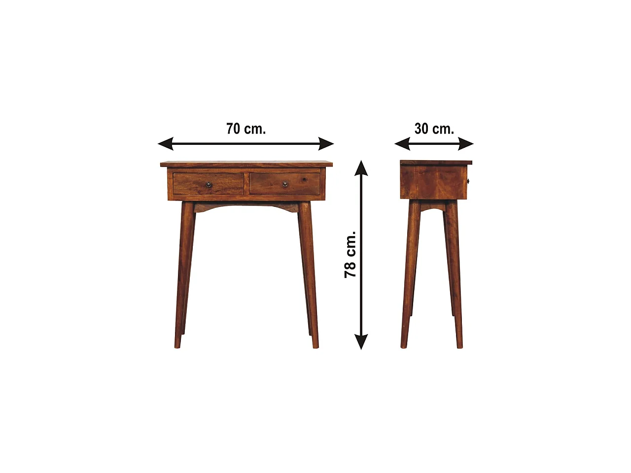 Mini chestnut hallway console.