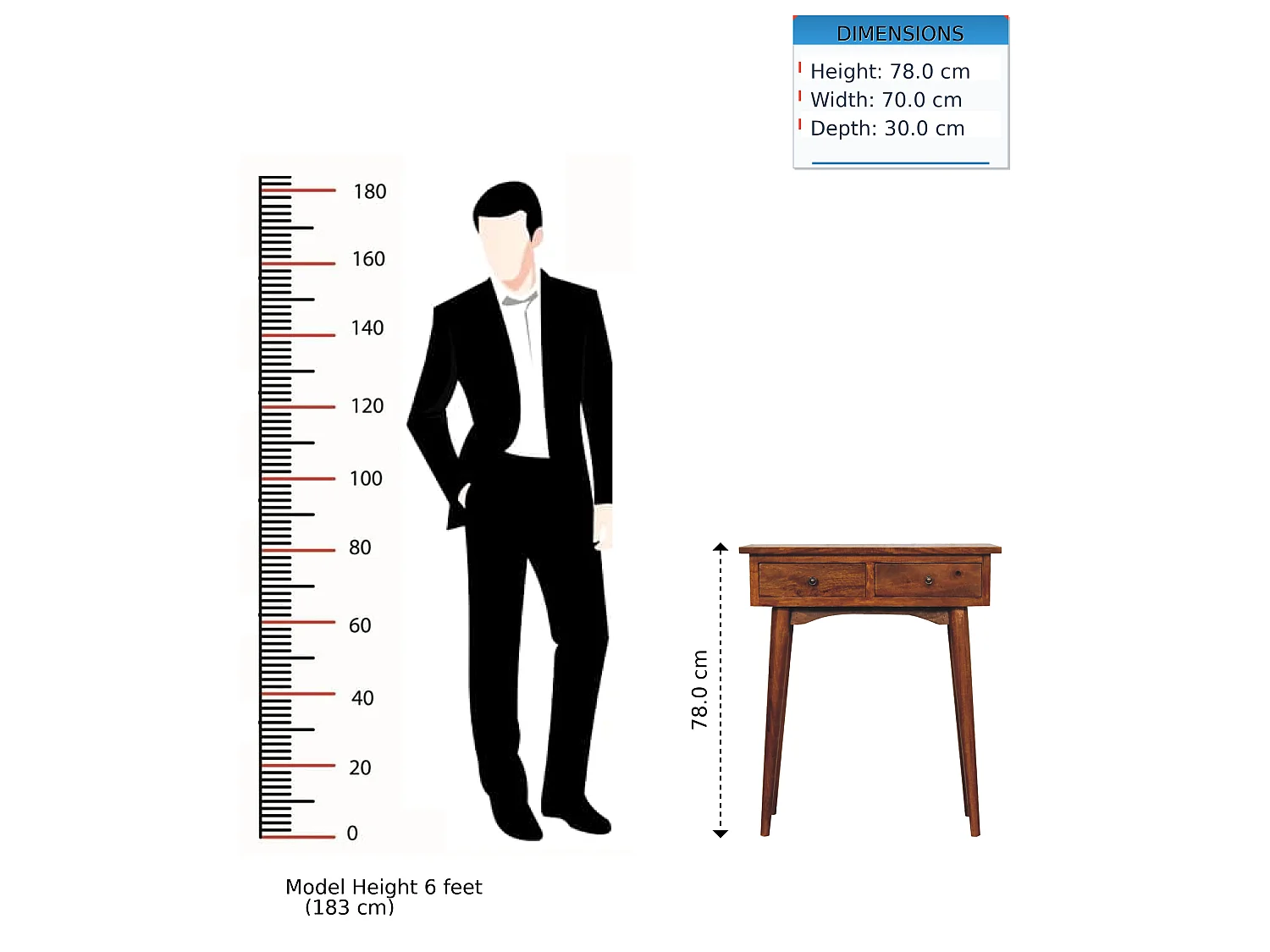 Mini chestnut hallway console.