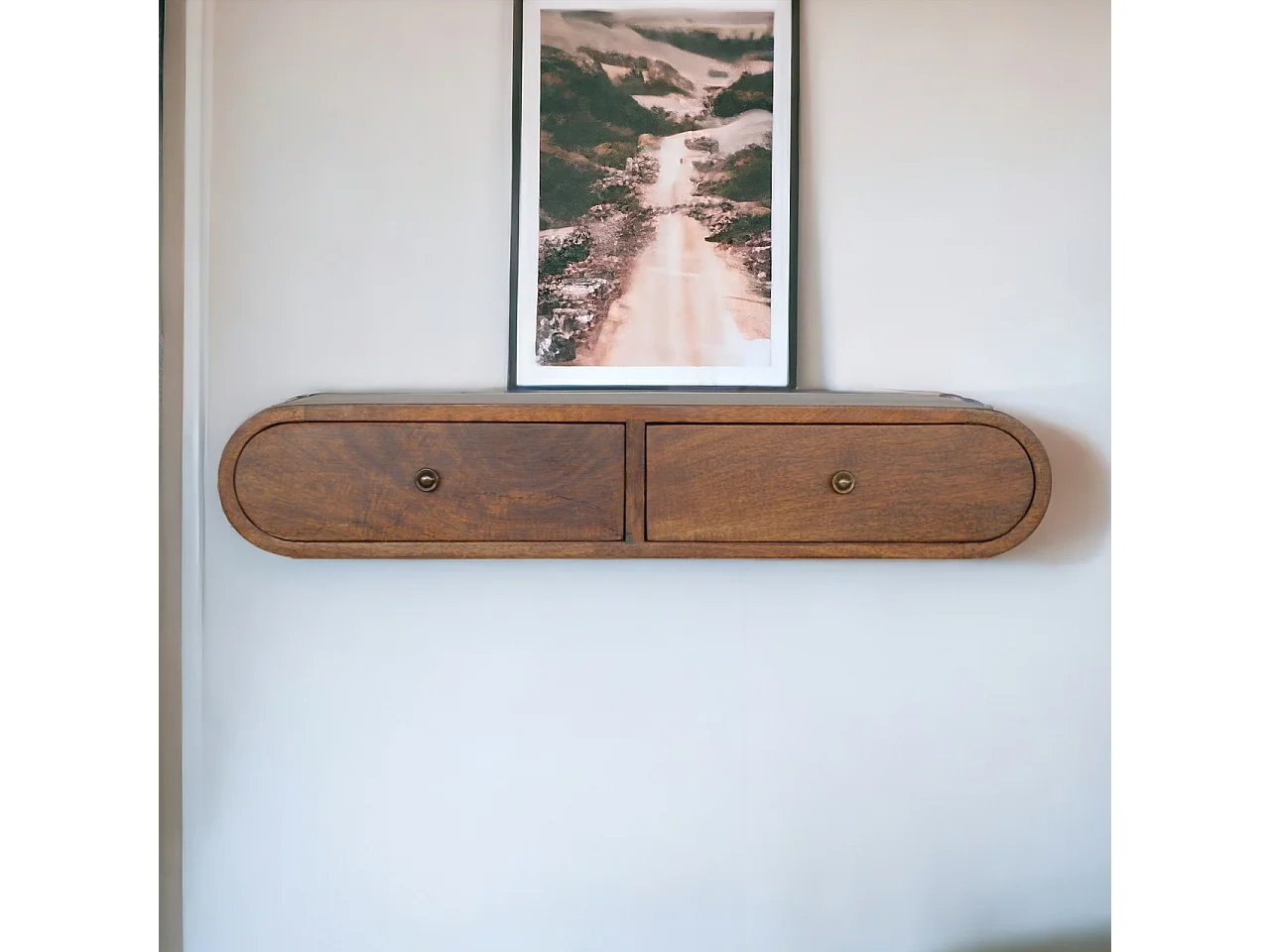 Schwebende Konsole London aus Kastanienholz von Artisan Furniture, 2 Schubladen, karamellbraun