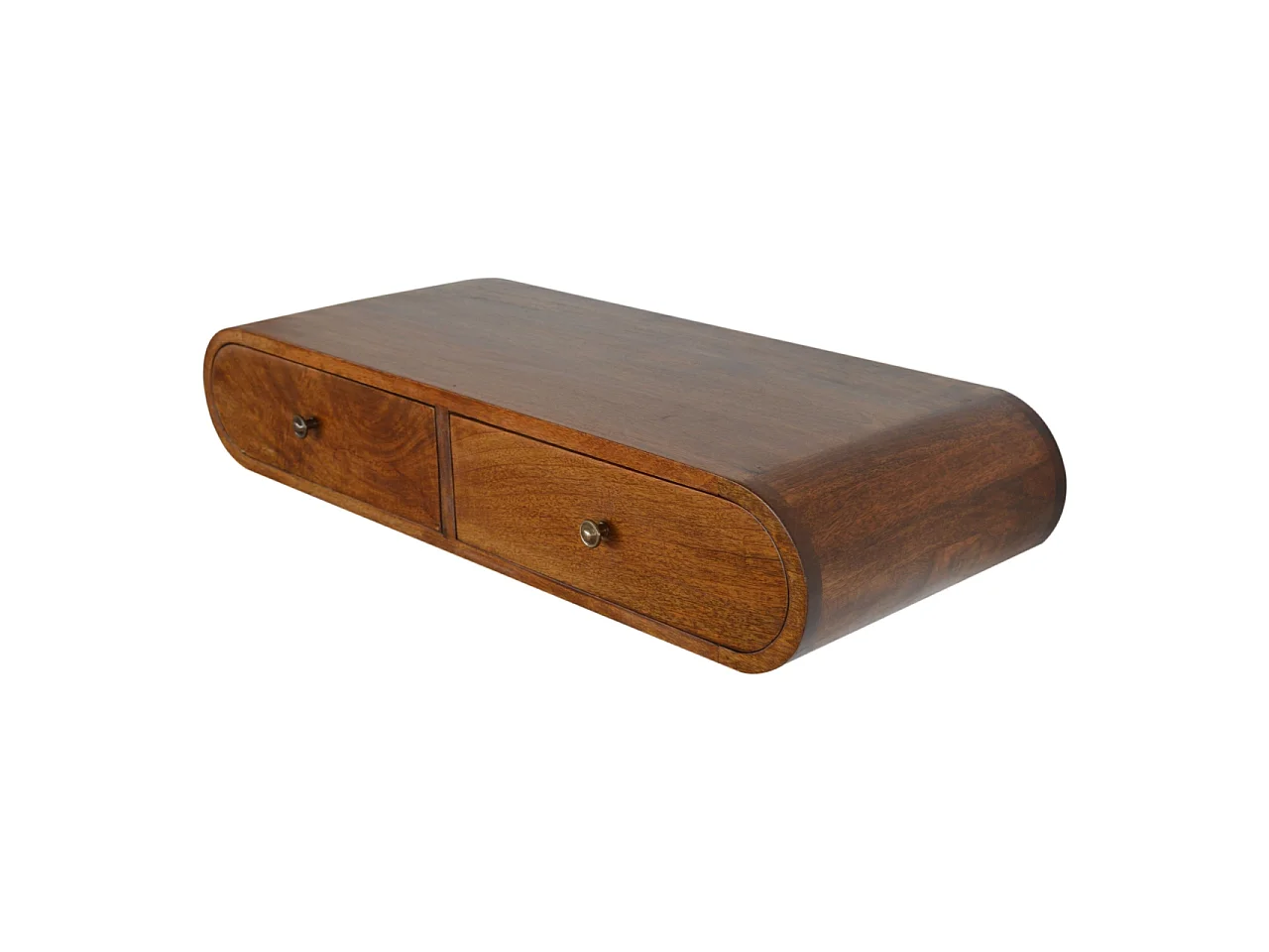 Console flottante London en châtaignier Artisan Furniture, 2 tiroirs, brun caramel