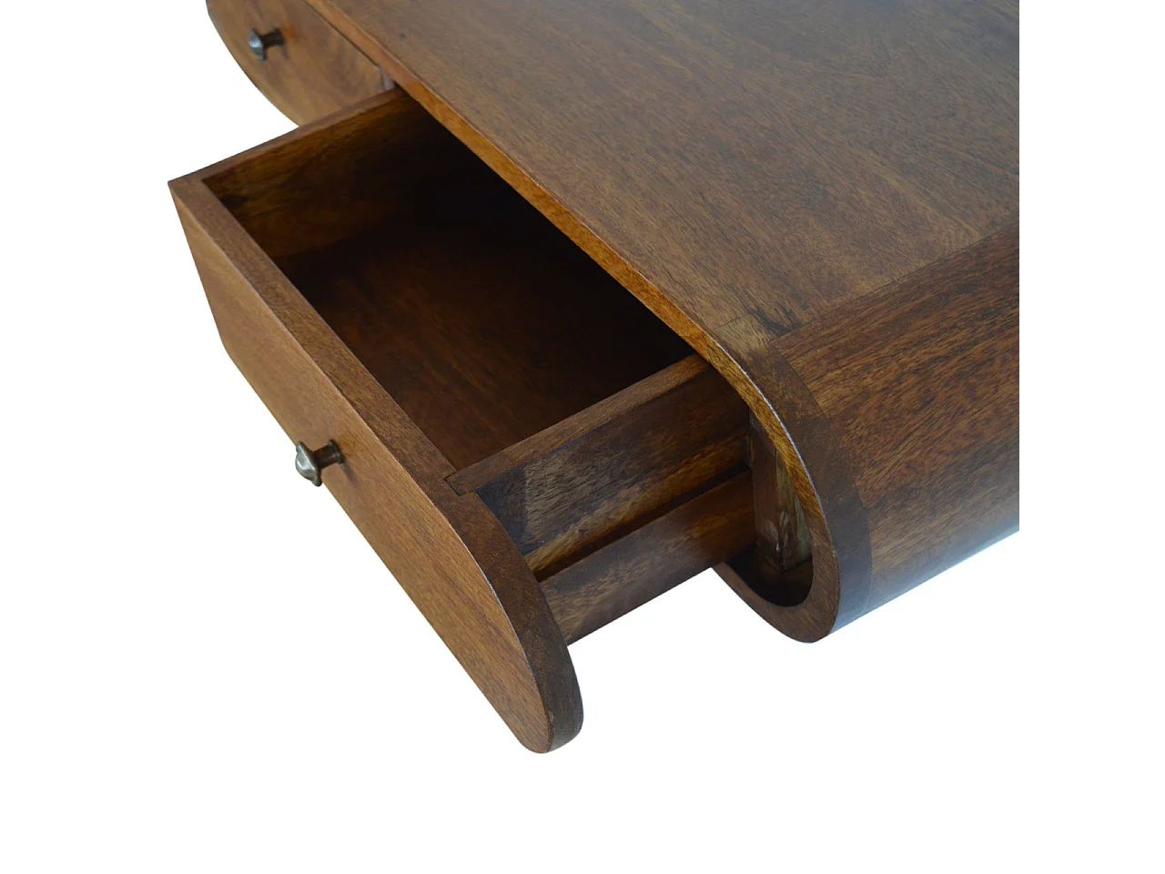 Console flottante London en châtaignier Artisan Furniture, 2 tiroirs, brun caramel