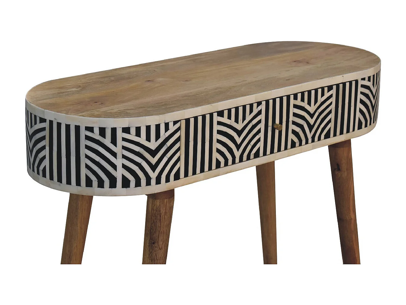 Artisan Furniture Massief Houten Edessa Console Tafel met 1 Laden, Botten Inleg Decoratief Accent, Hal