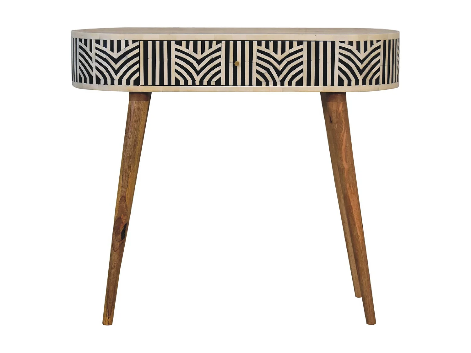 Console Edessa Artisan Furniture avec incrustation en os, 1 tiroir, marron clair