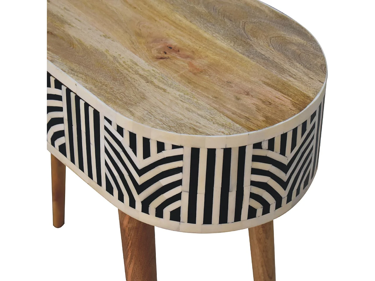 Console Edessa Artisan Furniture avec incrustation en os, 1 tiroir, marron clair