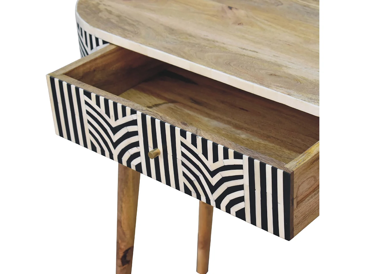 Console Edessa Artisan Furniture avec incrustation en os, 1 tiroir, marron clair