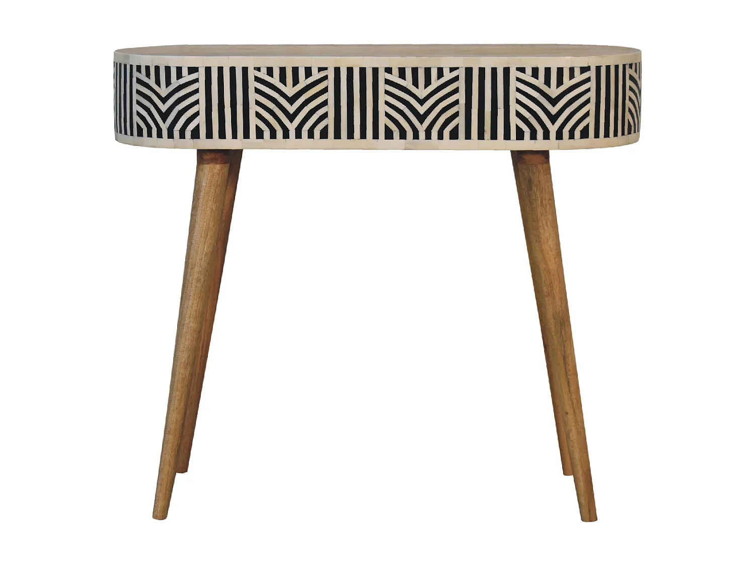 Console Edessa Artisan Furniture avec incrustation en os, 1 tiroir, marron clair