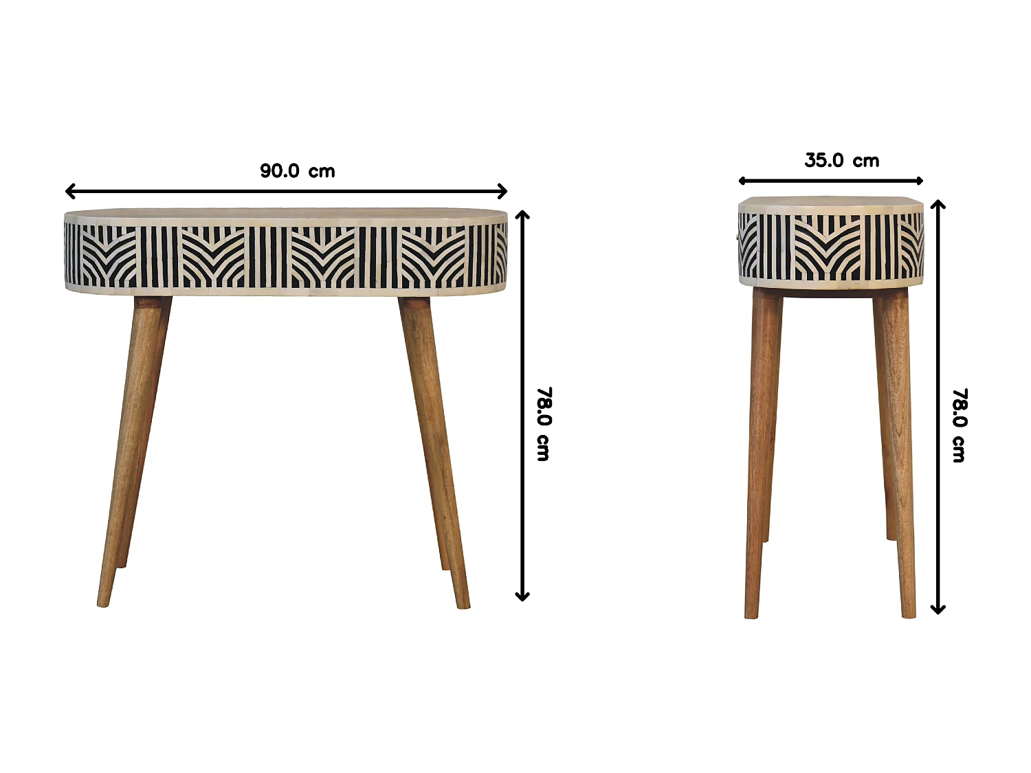 Console Edessa Artisan Furniture avec incrustation en os, 1 tiroir, marron clair