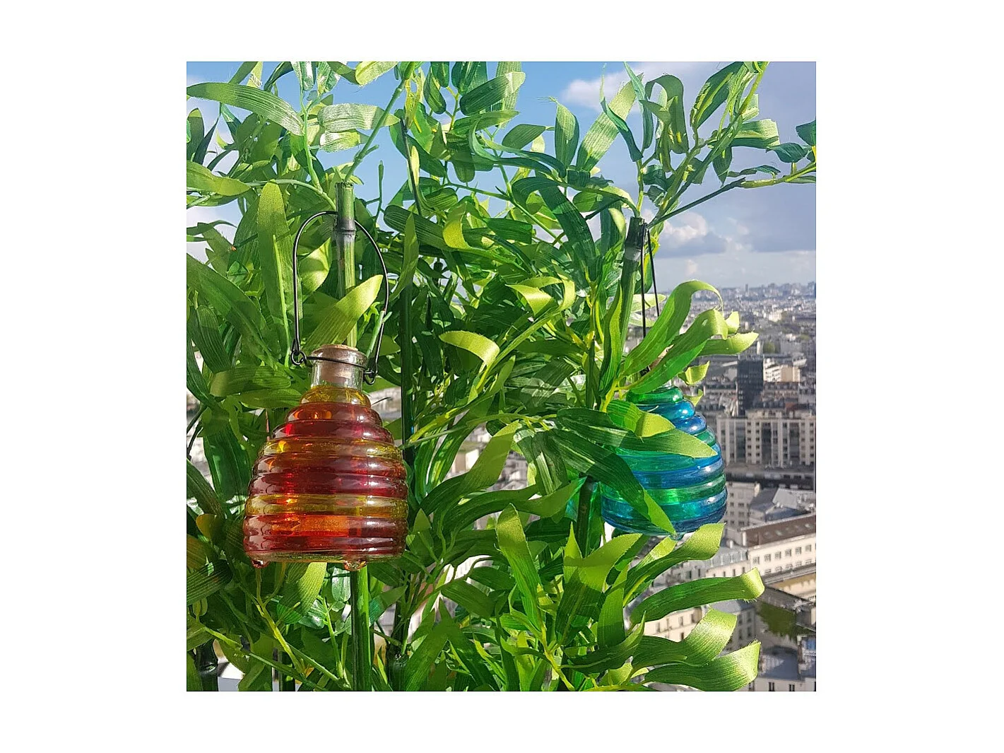 Lot de 2 pièges à guêpes en verre coloré