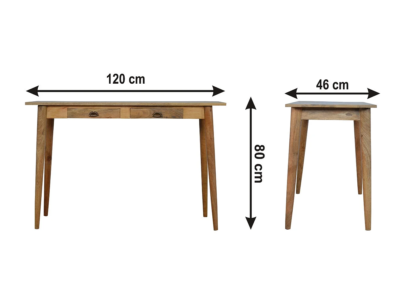 Artisan Furniture Massief Houten Eiken-achtige Schrijftafel met 2 Laden, Nordic Stijl