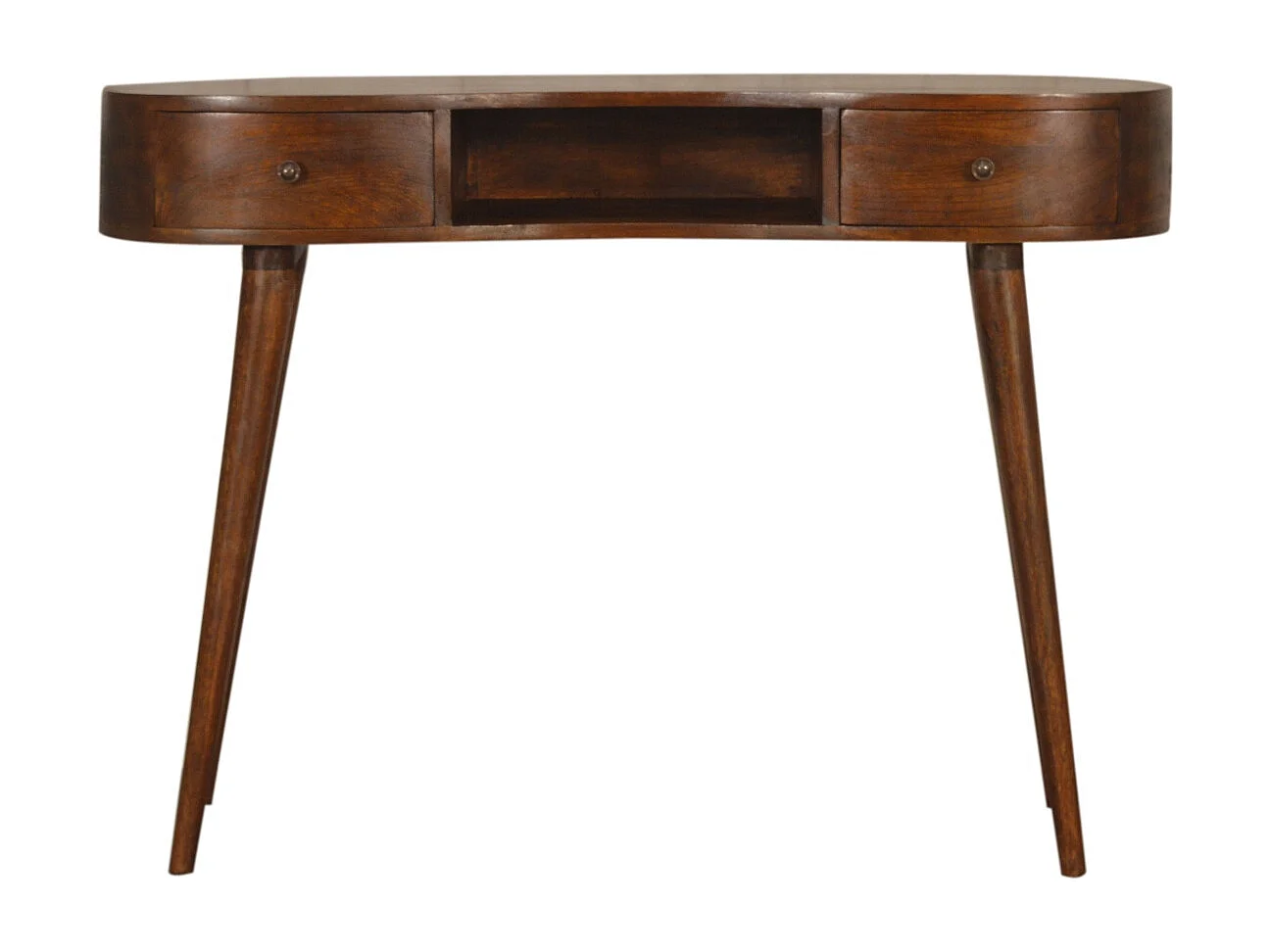 Artisan Furniture Solid Wood Chestnut Wave Writing Desk, 2 Drawers, 1 Shelf, Brown