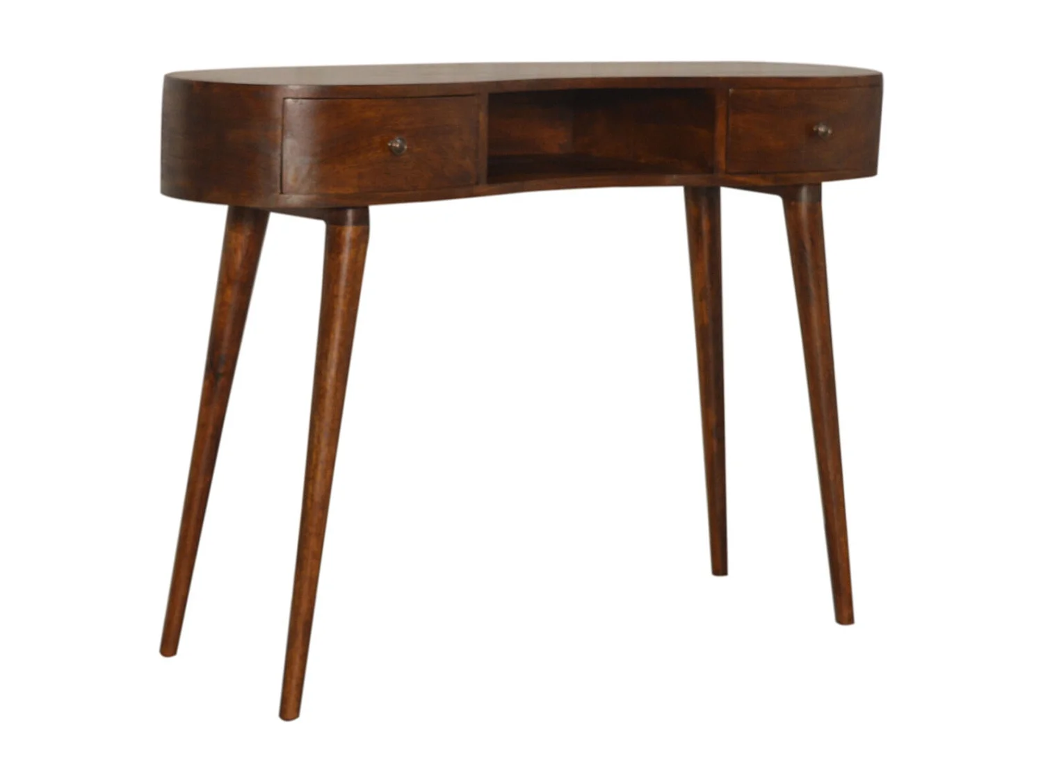 Artisan Furniture Solid Wood Chestnut Wave Writing Desk, 2 Drawers, 1 Shelf, Brown