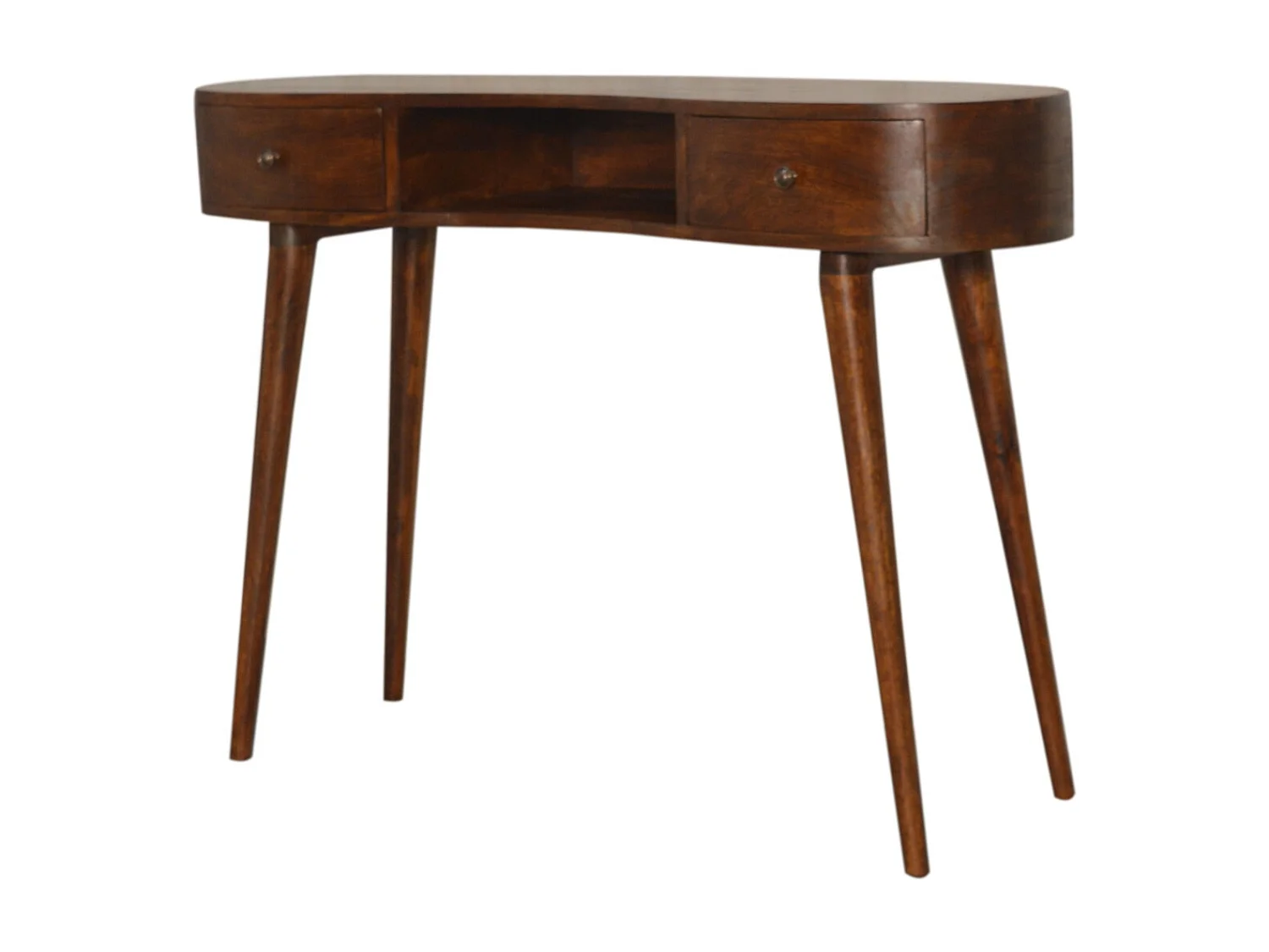Artisan Furniture Solid Wood Chestnut Wave Writing Desk, 2 Drawers, 1 Shelf, Brown