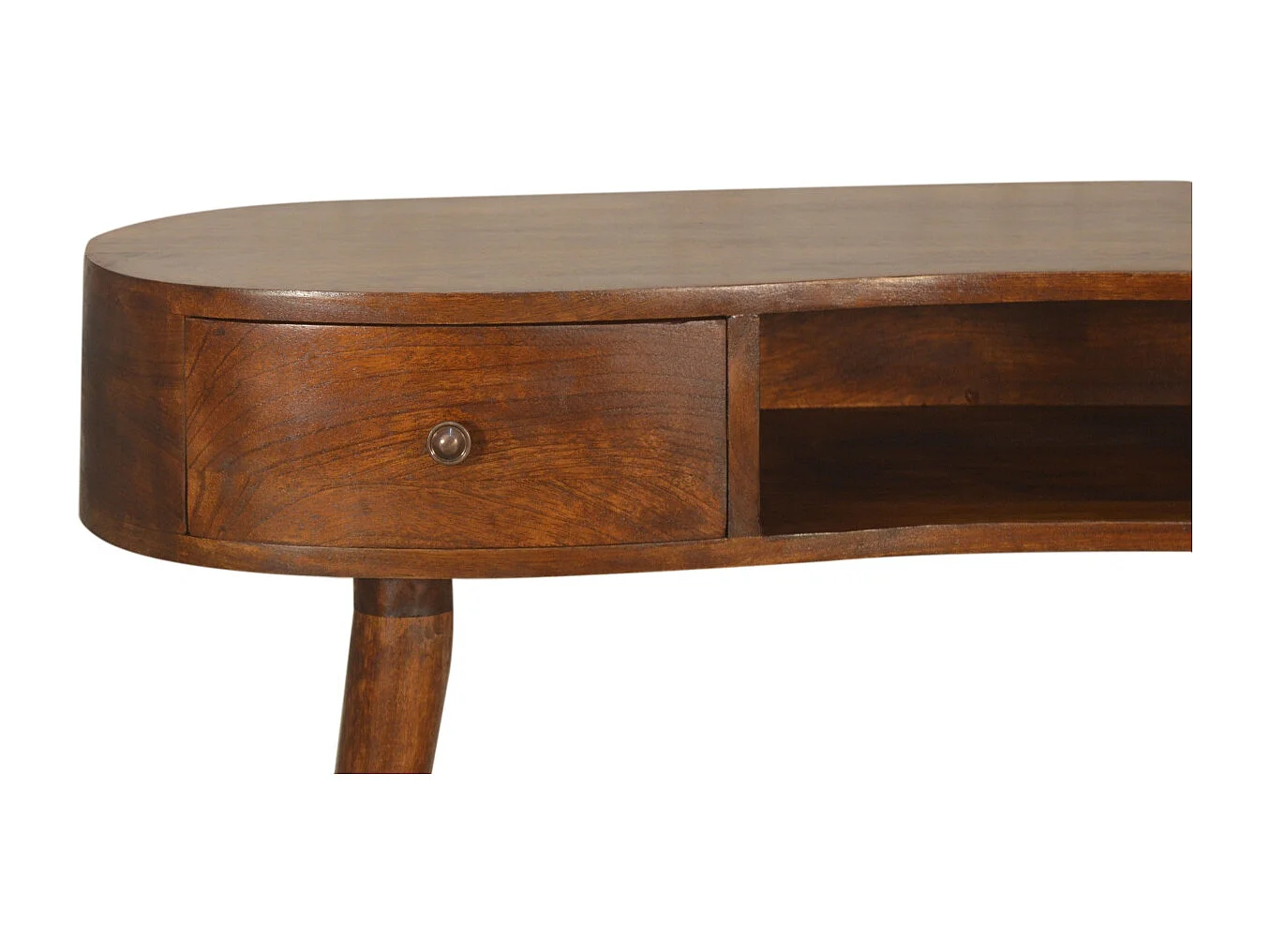 Artisan Furniture Solid Wood Chestnut Wave Writing Desk, 2 Drawers, 1 Shelf, Brown