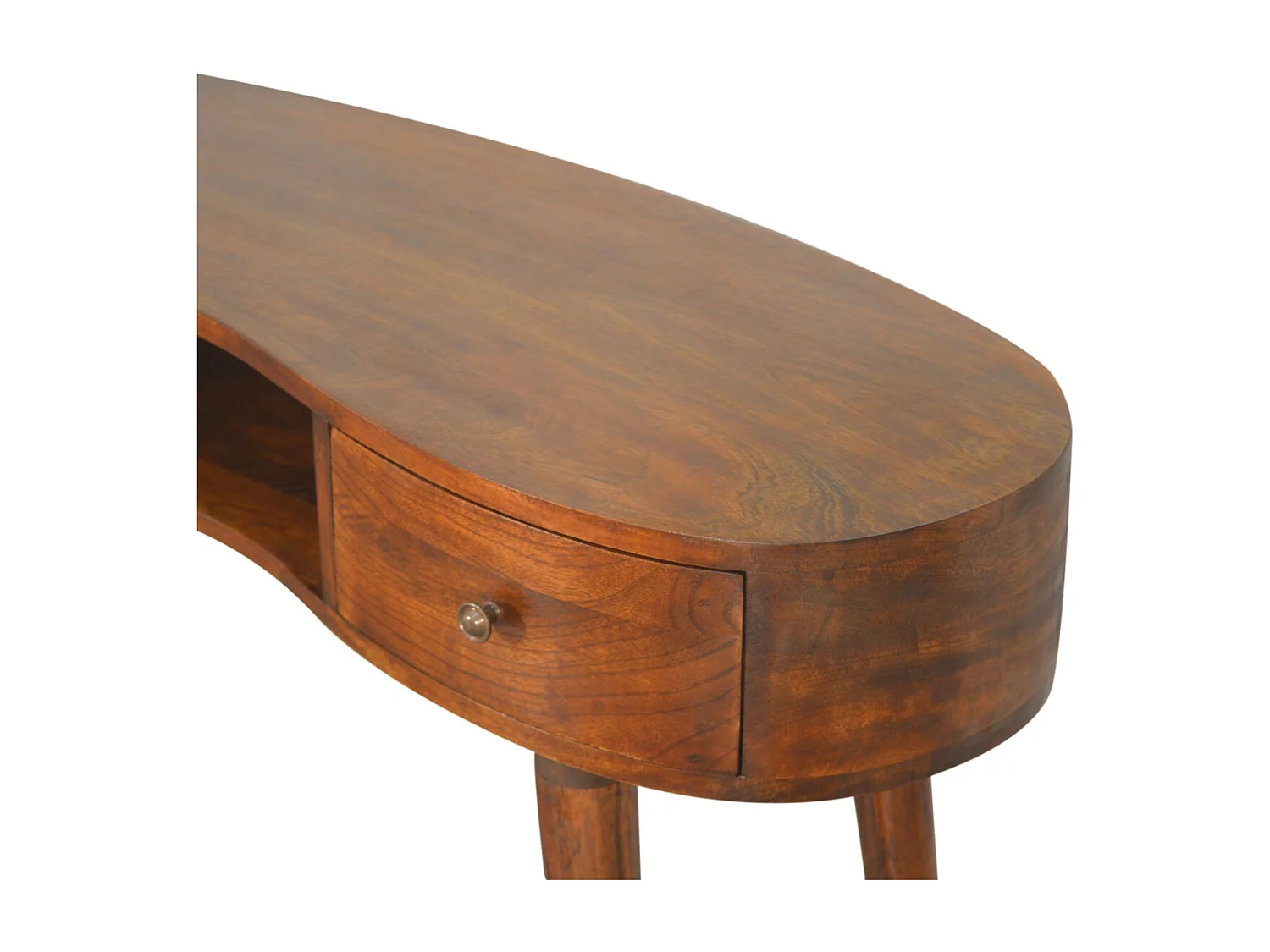 Artisan Furniture Solid Wood Chestnut Wave Writing Desk, 2 Drawers, 1 Shelf, Brown
