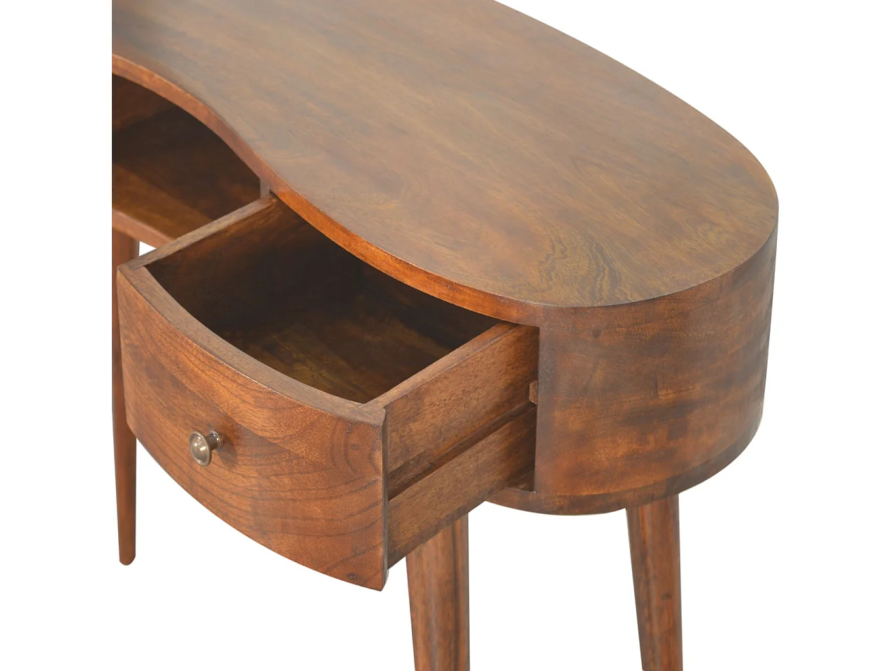 Artisan Furniture Solid Wood Chestnut Wave Writing Desk, 2 Drawers, 1 Shelf, Brown