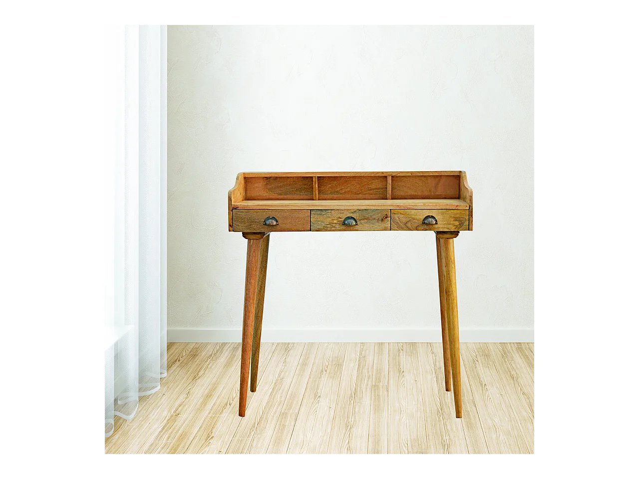 Bureau avec dos en coquille de galerie.