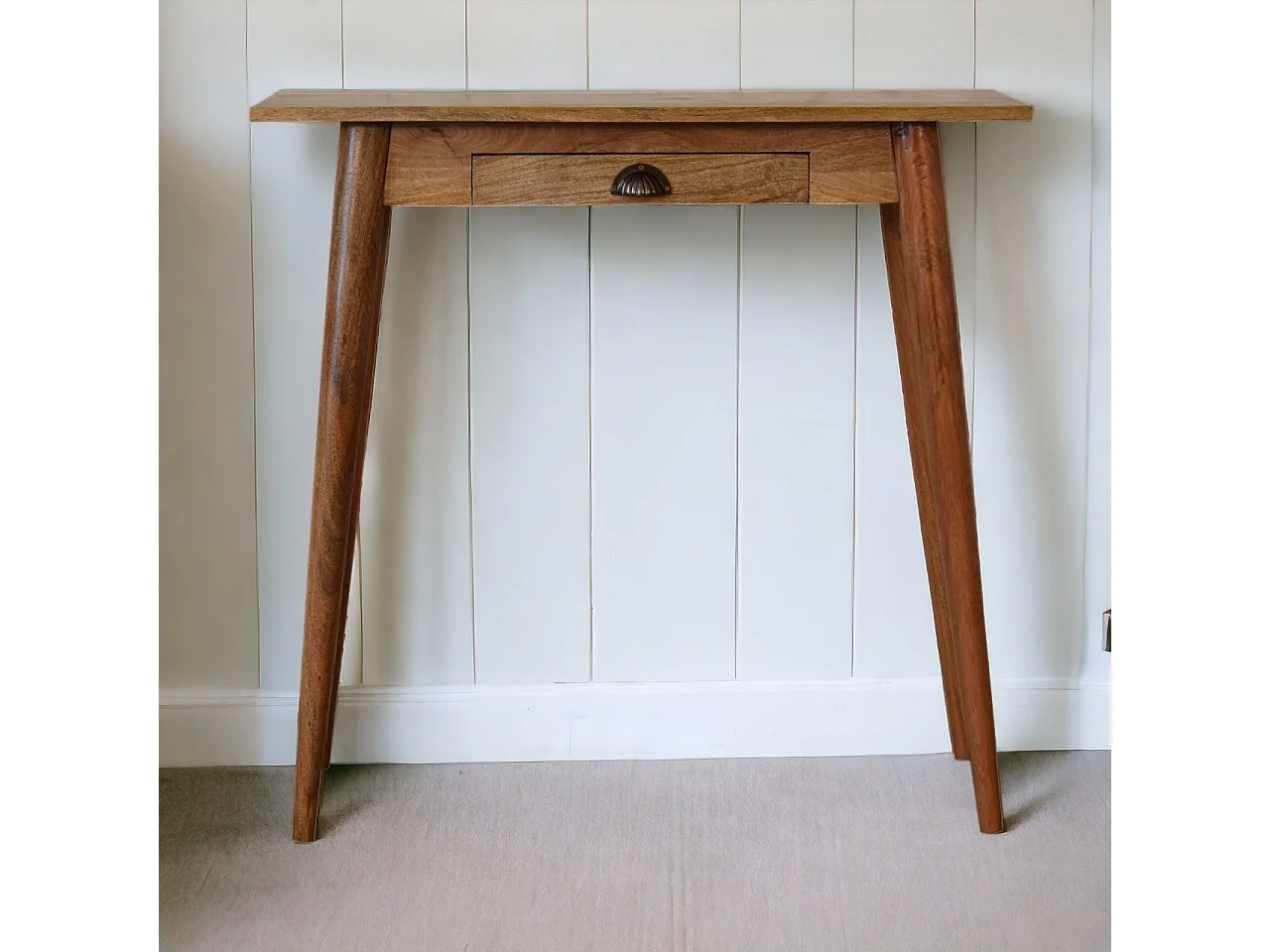 Artisan Furniture Massief Houten Mini Eiken-achtige Schrijftafel, Nordic Stijl, Compacte Werkplek